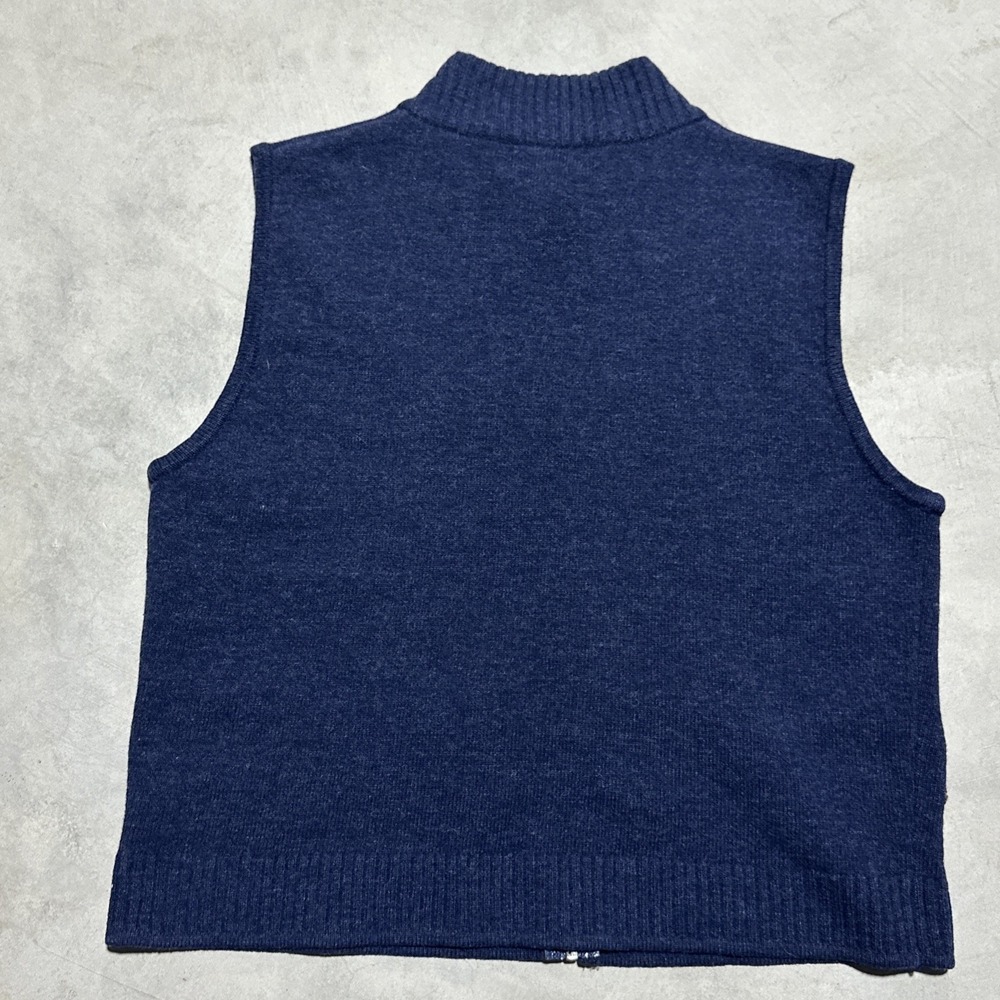 Woolrich Vest Vintage Medium Women Blue Wool Embroidered Bear Fish Hand Sewn Zip - Picture 5 of 8